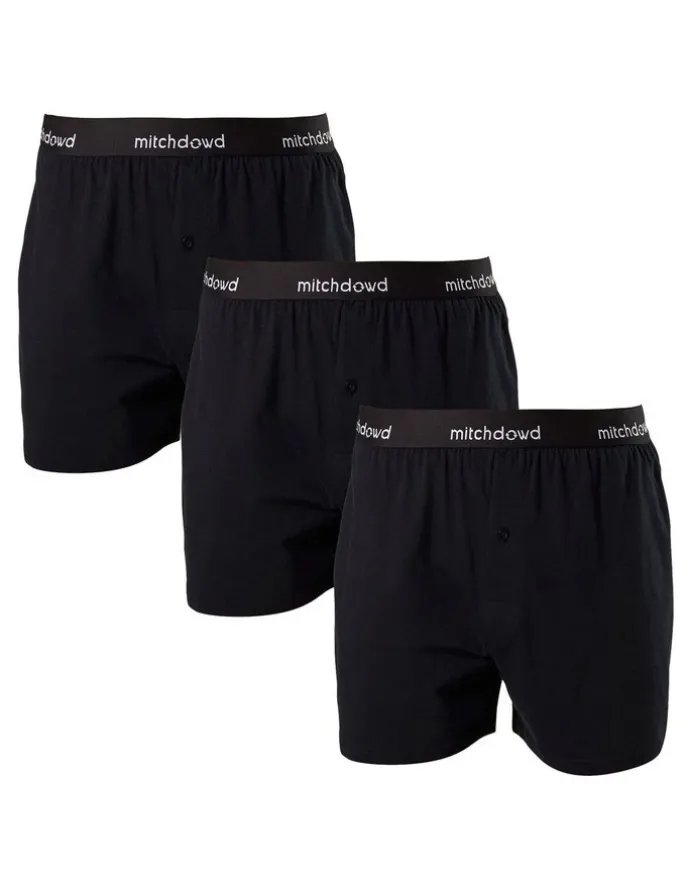 Mitch Dowd Loose Fit Knit Boxer Shorts 3 Pack in Black