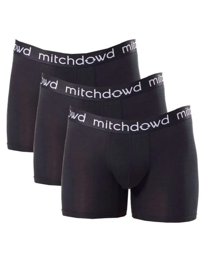Mitch Dowd Men's Bamboo Long Leg Trunk 3 Pack in Black