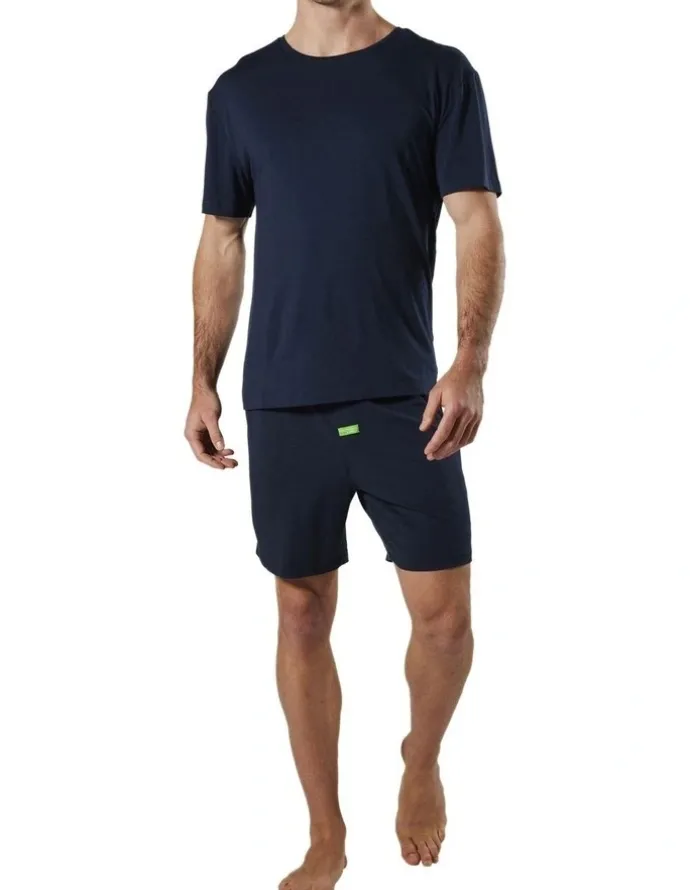 Mitch Dowd Men's Soft Bamboo Crew Neck Sleep Tee in Navy