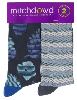 Mitch Dowd Mountains Cotton Socks 2 Pack in Multi