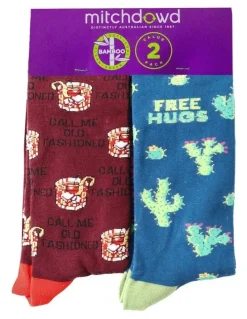 Mitch Dowd Old Fashioned Cacti Bamboo Socks 2 Pack in Multi