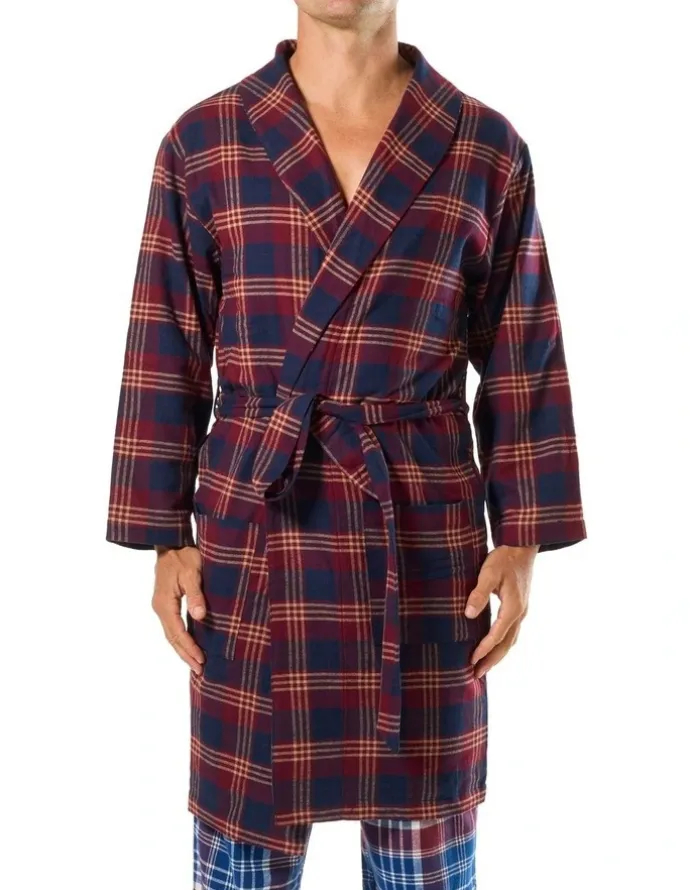Mitch Dowd On Holiday Flannel Robe in Red