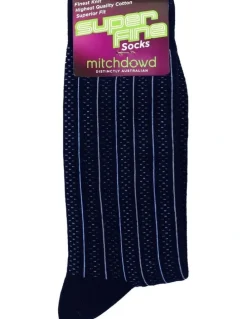 Mitch Dowd Plain Rib Bamboo Crew Socks in Navy