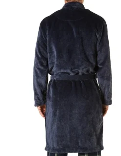 Mitch Dowd Waffle Texture Coral Fleece Dressing Gown in Grey Marle