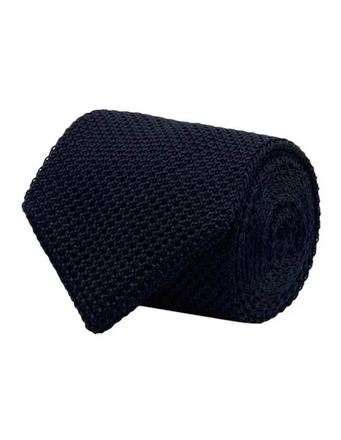 MJ Bale Darley Knitted Tie in Navy