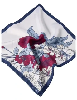 MJ Bale Halford Pocket Square in Navy Burgundy