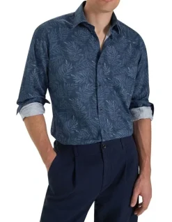 MJ Bale Almagro Printed Shirt in Dark Denim
