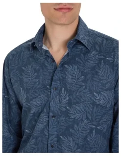 MJ Bale Almagro Printed Shirt in Dark Denim