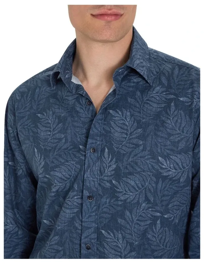 MJ Bale Almagro Printed Shirt in Dark Denim