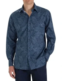 MJ Bale Almagro Printed Shirt in Dark Denim