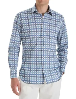 MJ Bale Devenson Check Shirt in Blue White