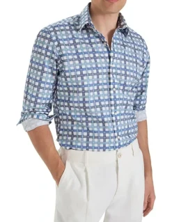 MJ Bale Devenson Check Shirt in Blue White