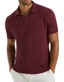 MJ Bale Dickie Knit Polo In Wine