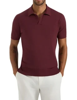 MJ Bale Dickie Knit Polo In Wine