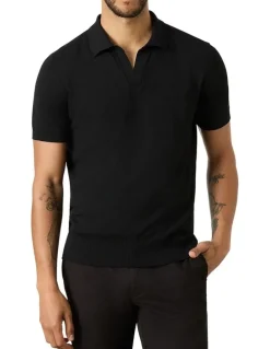 MJ Bale Dickie Knit Polo Shirt in Black