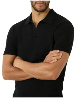 MJ Bale Dickie Knit Polo Shirt in Black