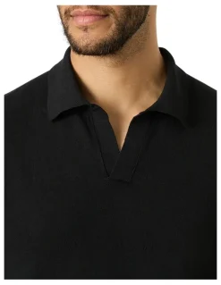 MJ Bale Dickie Knit Polo Shirt in Black
