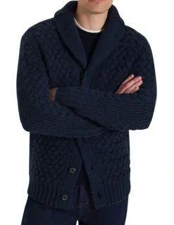 MJ Bale Munro Shawl Cardigan in Indigo