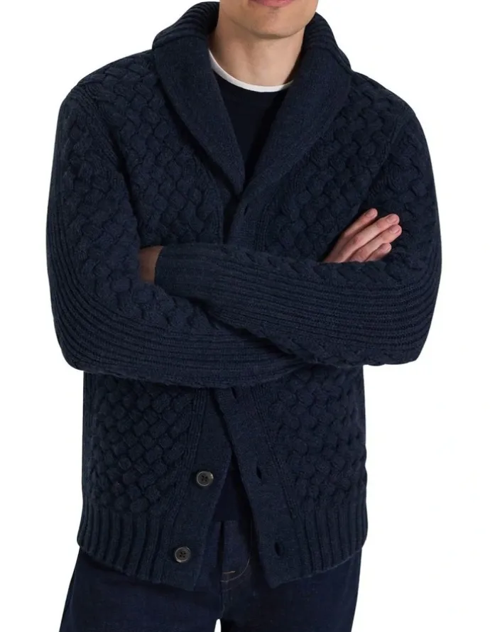 MJ Bale Munro Shawl Cardigan in Indigo