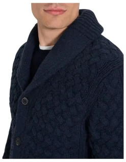 MJ Bale Munro Shawl Cardigan in Indigo