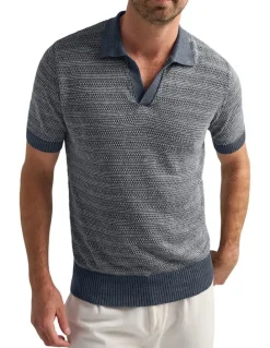 MJ Bale NIkki Knit Polo in Indigo Blue