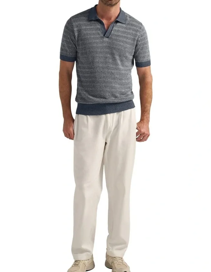 MJ Bale NIkki Knit Polo in Indigo Blue