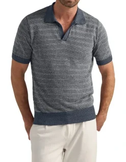 MJ Bale NIkki Knit Polo in Indigo Blue