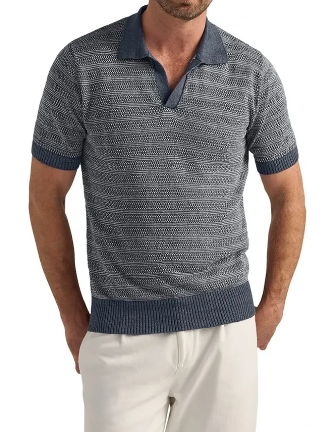 MJ Bale NIkki Knit Polo in Indigo Blue
