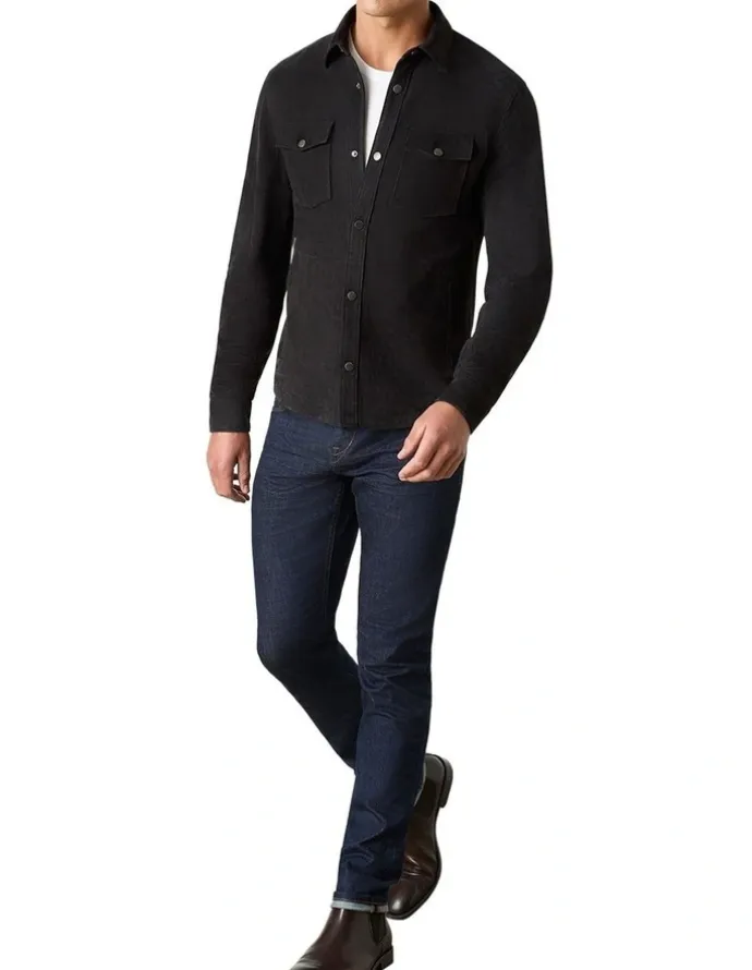 MJ Bale Whitlam Suede Shirt Jacket in Grey