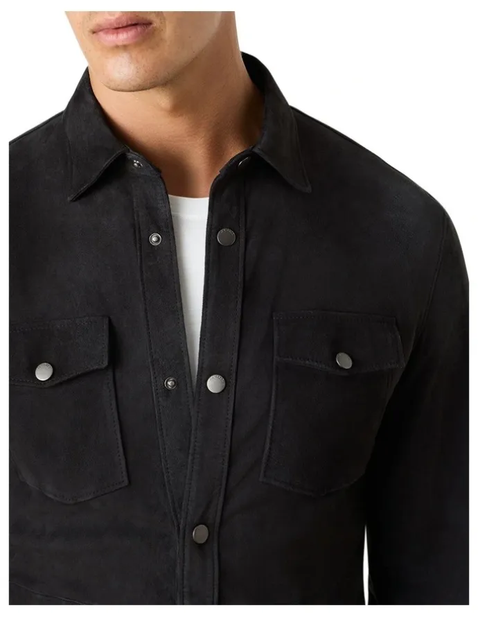 MJ Bale Whitlam Suede Shirt Jacket in Grey