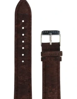Mon Choux Classic Brown Cork Vegan Leather Watch 38mm in Silver