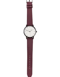 Mon Choux Classic Burgundy Grape Vegan Leather Watch 38mm in Noir