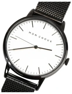 Mon Choux Classic Mesh Watch 38mm in White/Black