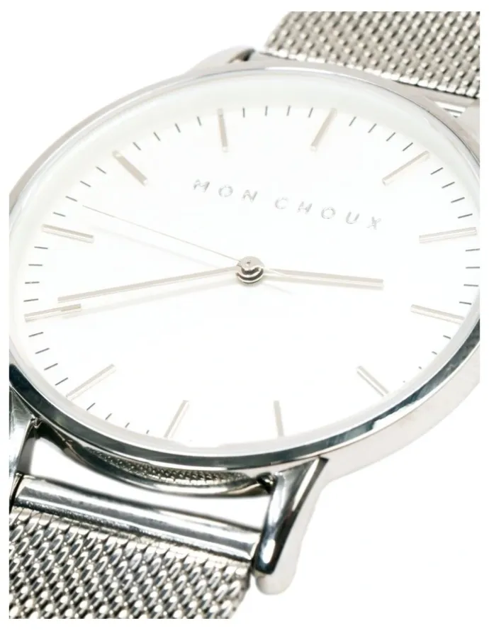 Mon Choux Classic Mesh Watch 38mm in White/Silver
