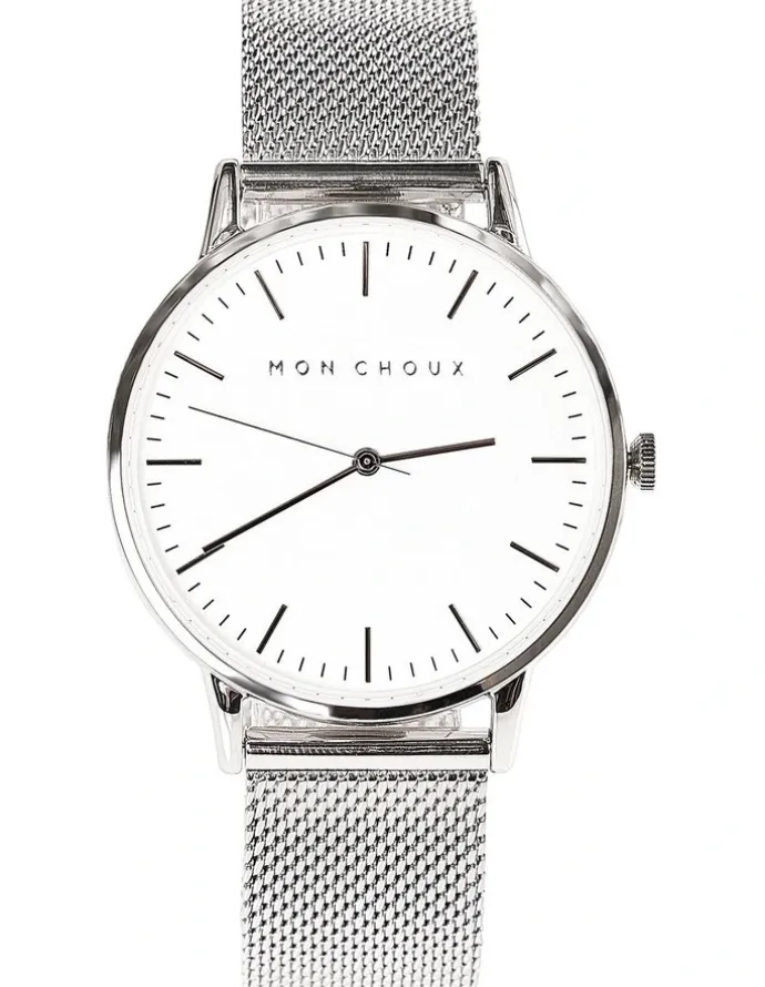 Mon Choux Classic Mesh Watch 38mm in White/Silver