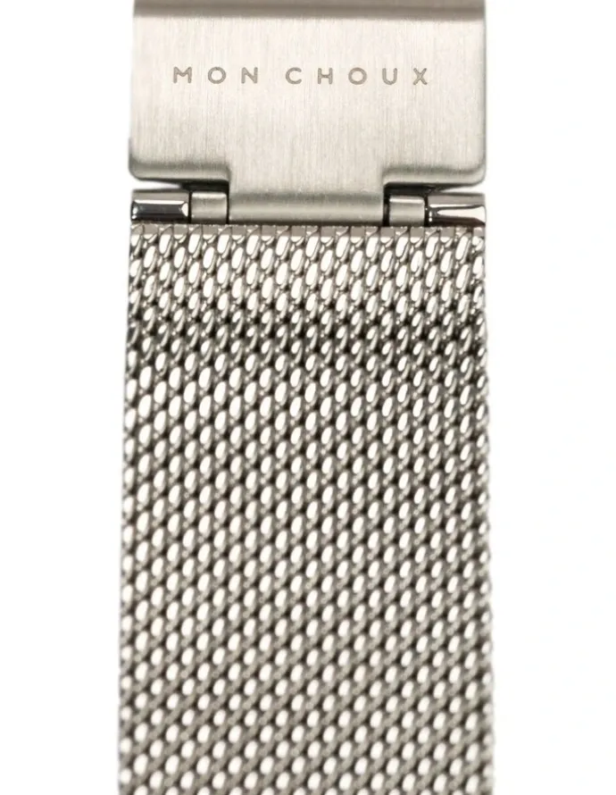 Mon Choux Classic Mesh Watch 38mm in White/Silver