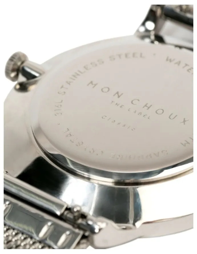 Mon Choux Classic Mesh Watch 38mm in White/Silver
