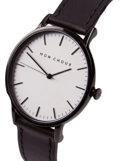 Mon Choux Classic Noir Grape Vegan Leather Watch 38mm in Noir