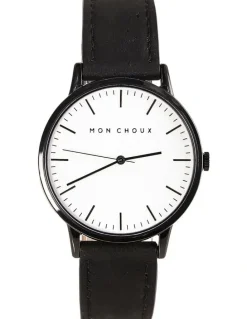 Mon Choux Classic Vegan Leather Watch 38mm in Black