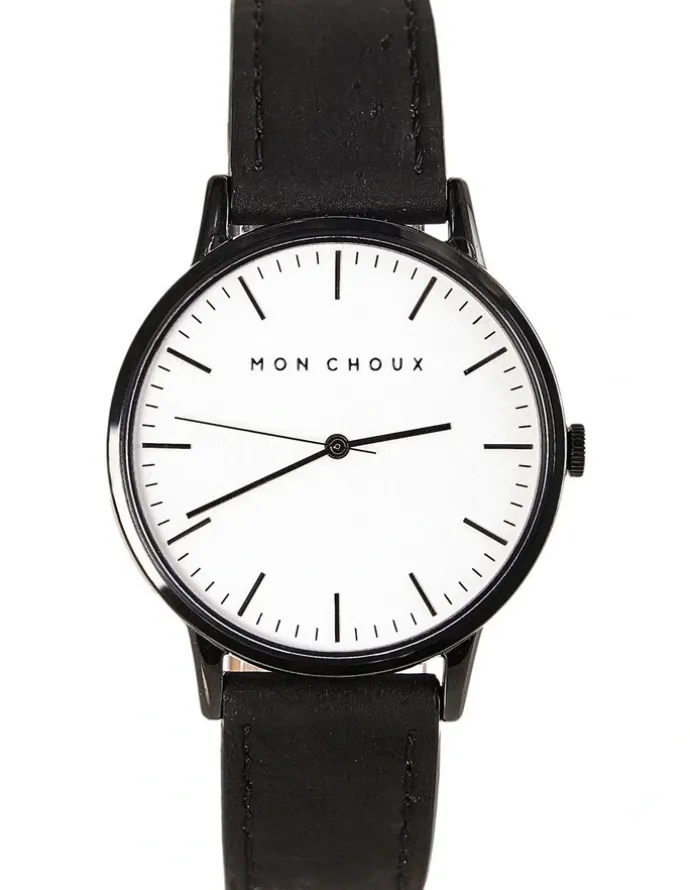 Mon Choux Classic Vegan Leather Watch 38mm in Black