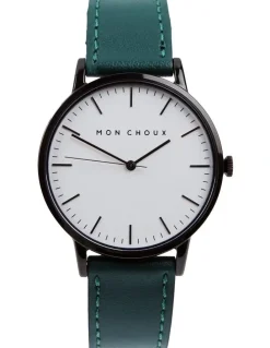 Mon Choux Classic Vine Grape Vegan Leather Watch 38mm in Noir