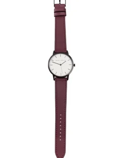 Mon Choux Classic Burgundy Grape Vegan Leather Watch 38mm in Noir