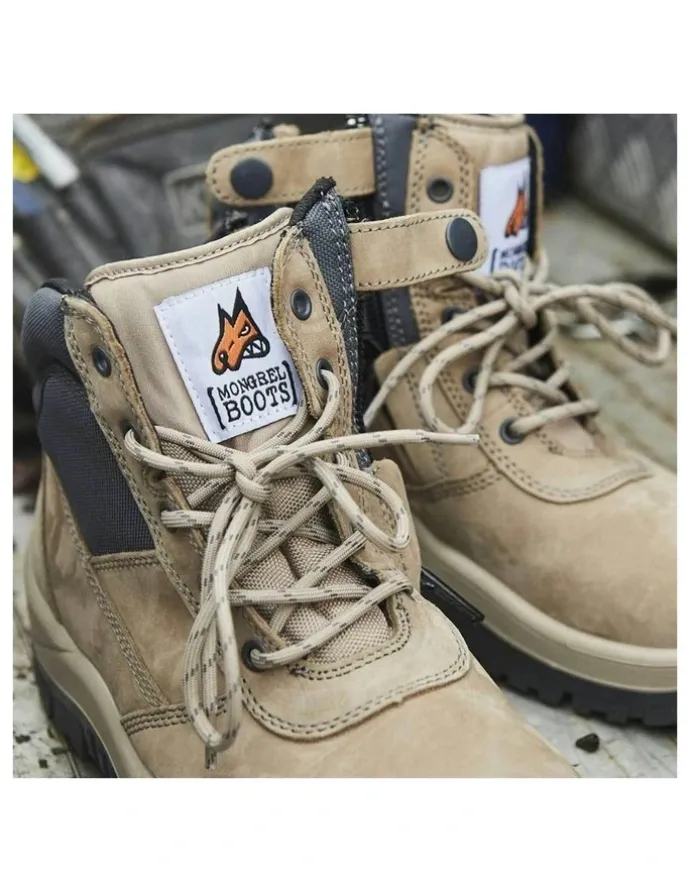 Mongrel Zipsider Safety Steel Toe 261060 Work Boots in Stone