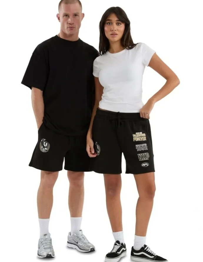 Nena & Pasadena AFL Collingwood Prime Trackshorts in Jet Black