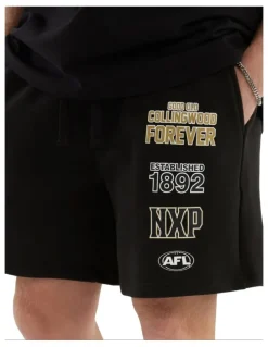 Nena & Pasadena AFL Collingwood Prime Trackshorts in Jet Black