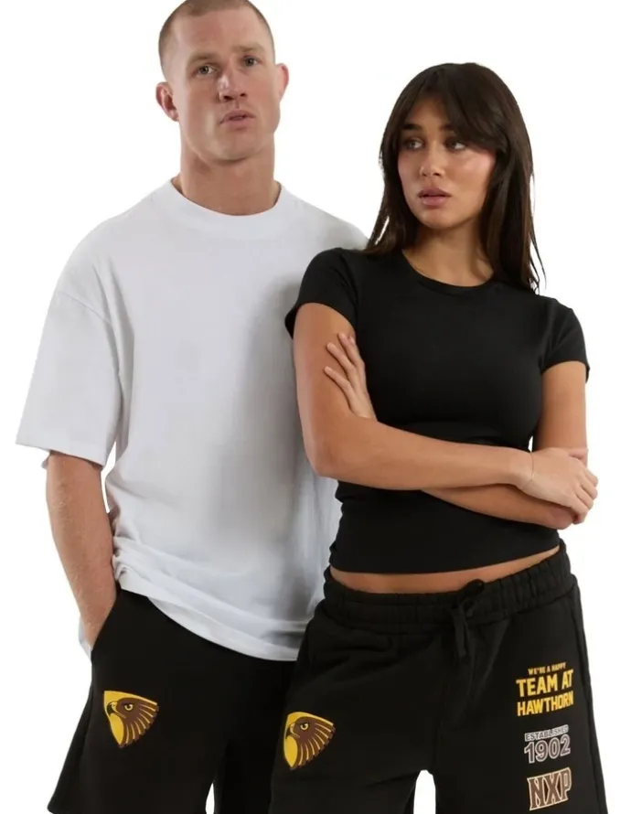 Nena & Pasadena AFL Hawthorn Prime Trackshorts in Jet Black