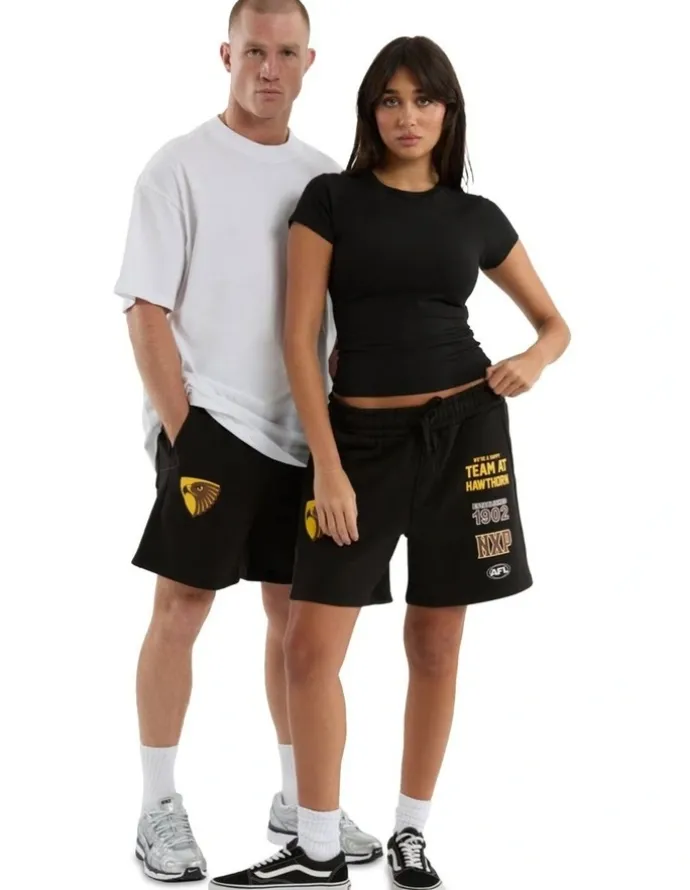 Nena & Pasadena AFL Hawthorn Prime Trackshorts in Jet Black