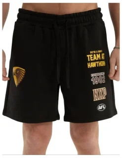 Nena & Pasadena AFL Hawthorn Prime Trackshorts in Jet Black