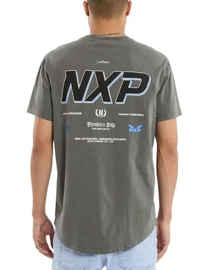 Nena & Pasadena All For One Dual Curved Tee in Grey