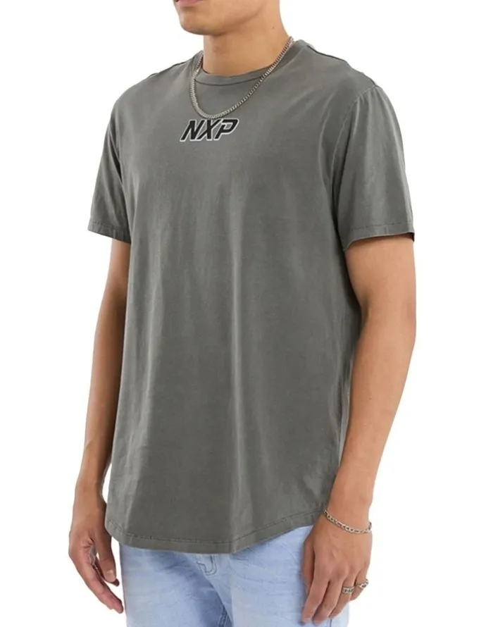 Nena & Pasadena All For One Dual Curved Tee in Grey